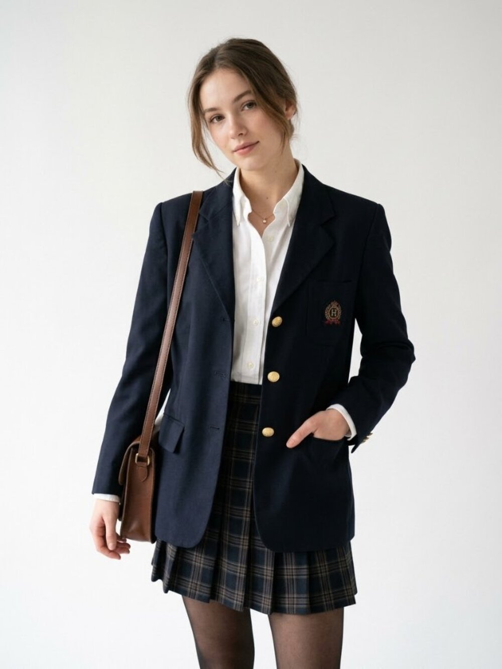 Vintage Tommy Hilfiger Blazer Navy Wool Academia Preppy Collegiate Crest 4